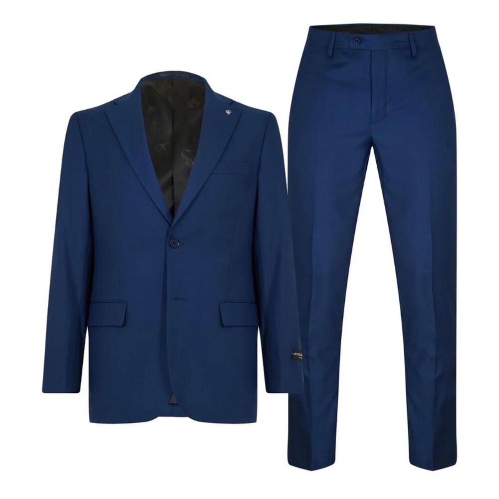 Scotch Mens Plain Single-Breasted Suit Set / Blue